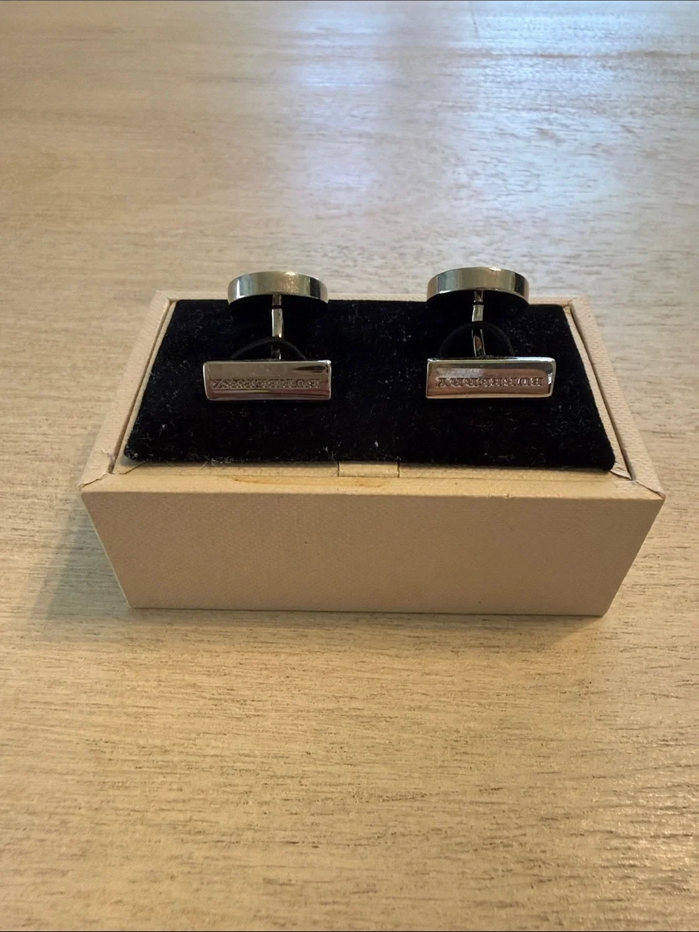 Burberry Yellow and Tan Plaid Round Cufflinks